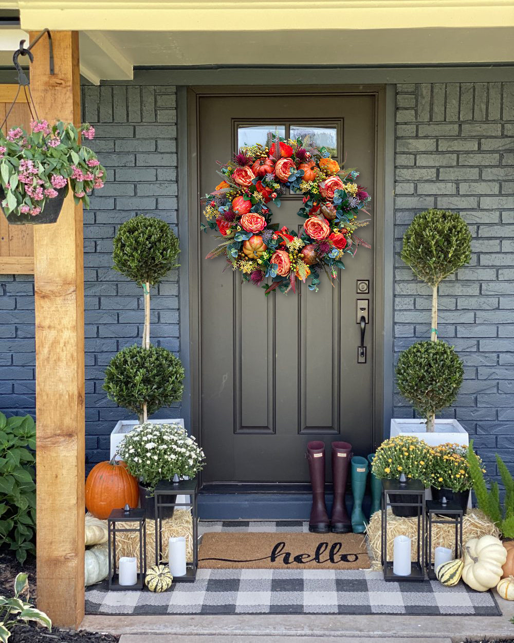 🔥49% OFF🔥Fall Peony and Pumpkin Wreath - Year Round Wreath