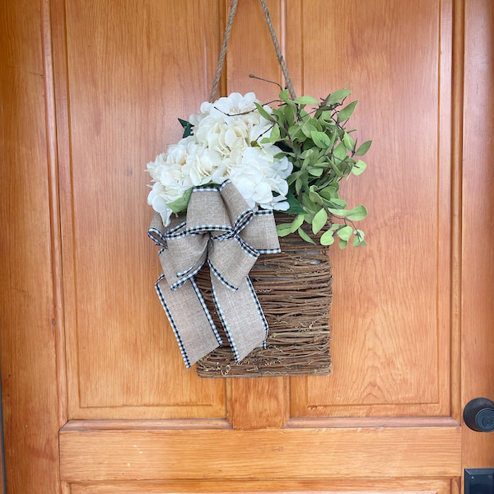 🎁🔥Promotion -50% OFF💐Cream Hydrangea Door Hanger Basket Wreath