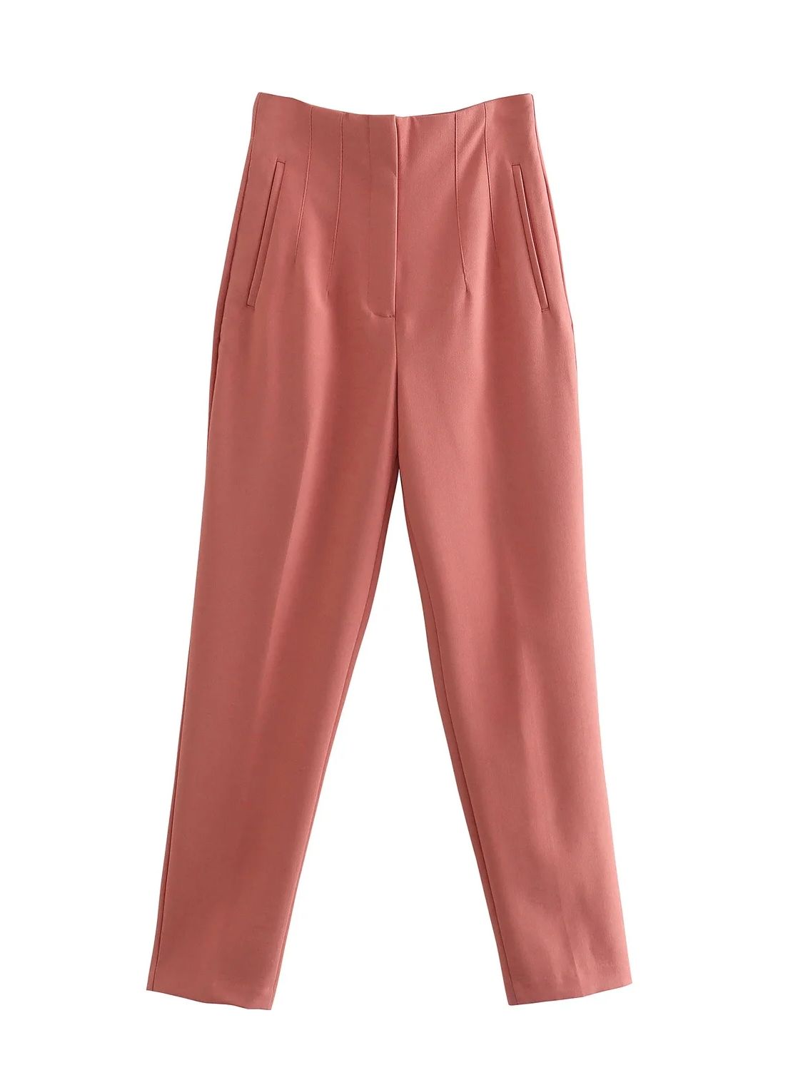 Straight Pants High Waist Zipper Fly Trousers