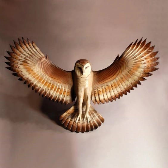 49% OFF-Barn Owl Wall Art - Hand Carved Art