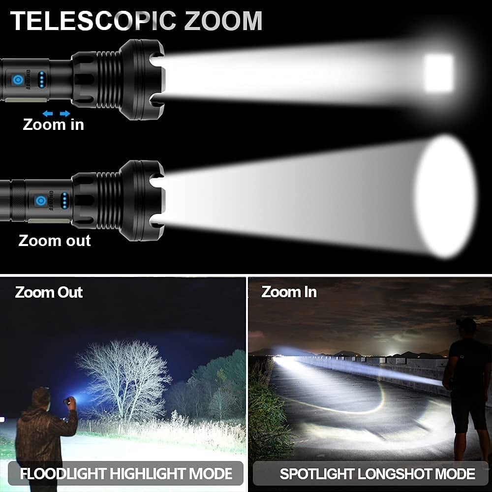 🔥SALE 49% OFF🔥 - LED Rechargeable Tactical Laser Flashlight 90000 High Lumens