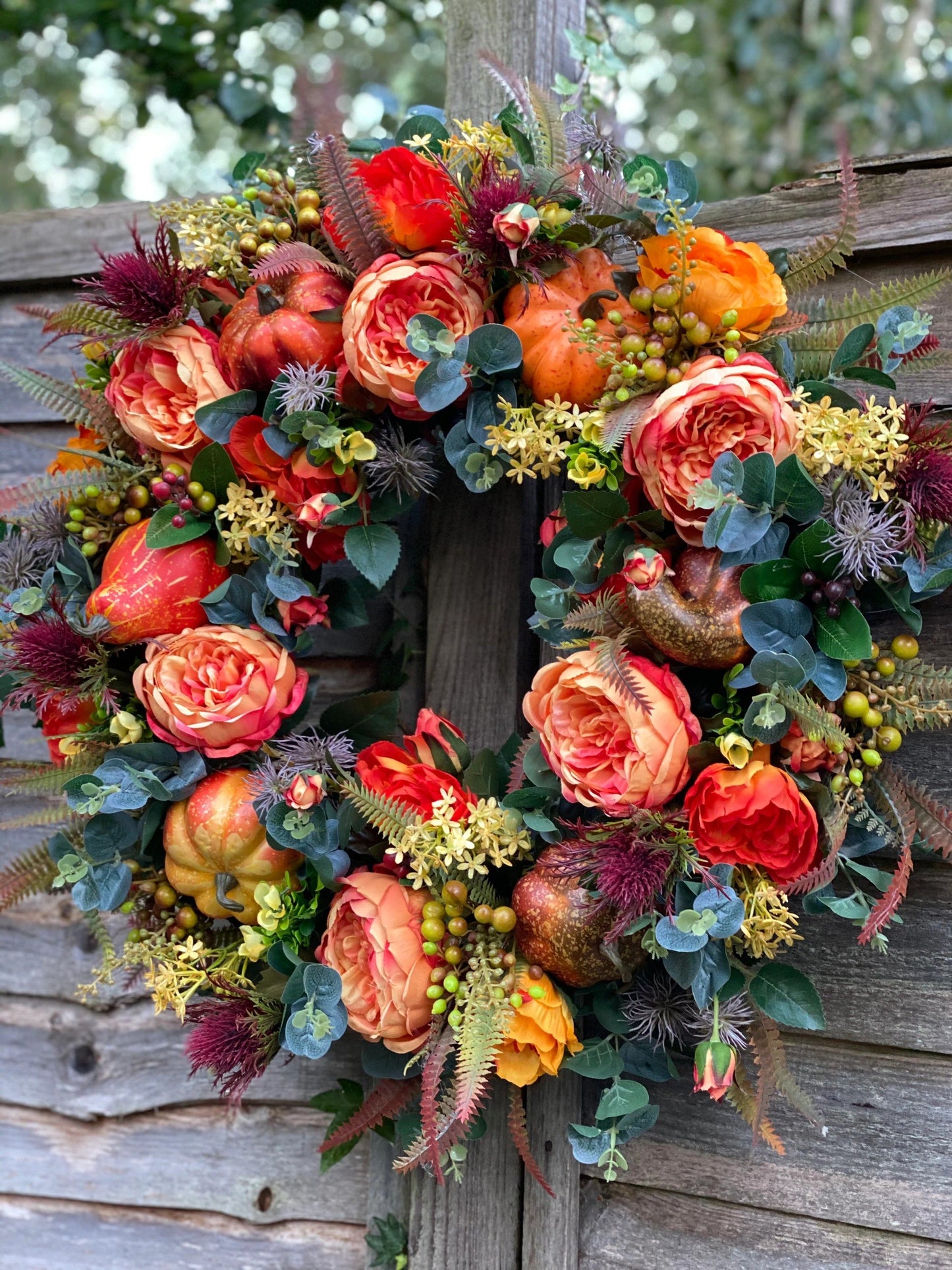 🔥49% OFF🔥Fall Peony and Pumpkin Wreath - Year Round Wreath