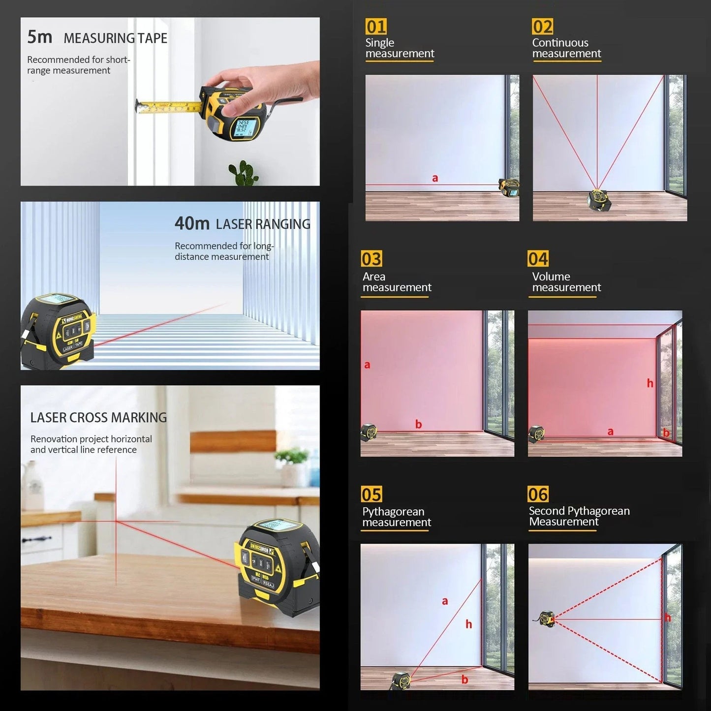 Made in Germany🎉Measurin Sight 3-In-1 Infrared Laser Tape Measuring