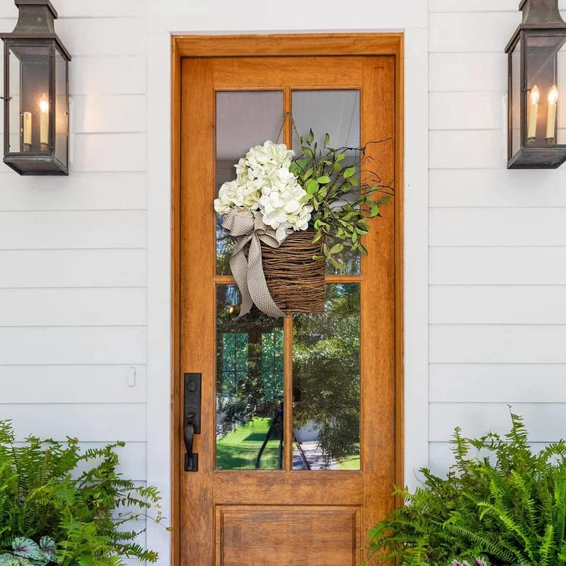 🎁🔥Promotion -50% OFF💐Cream Hydrangea Door Hanger Basket Wreath