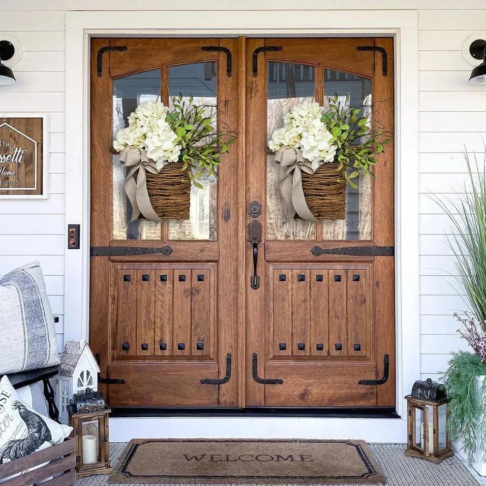 🎁🔥Promotion -50% OFF💐Cream Hydrangea Door Hanger Basket Wreath