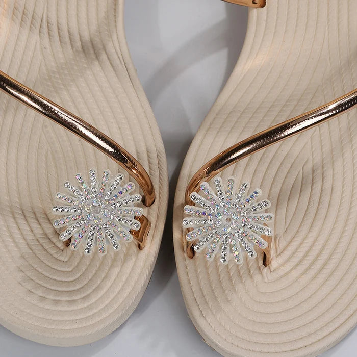 2023 summer new shiny flat shoes rhinestone sandals