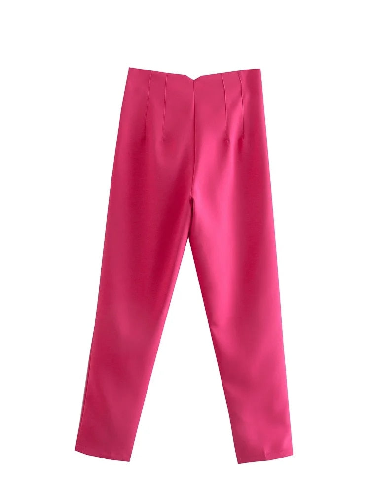 Straight Pants High Waist Zipper Fly Trousers