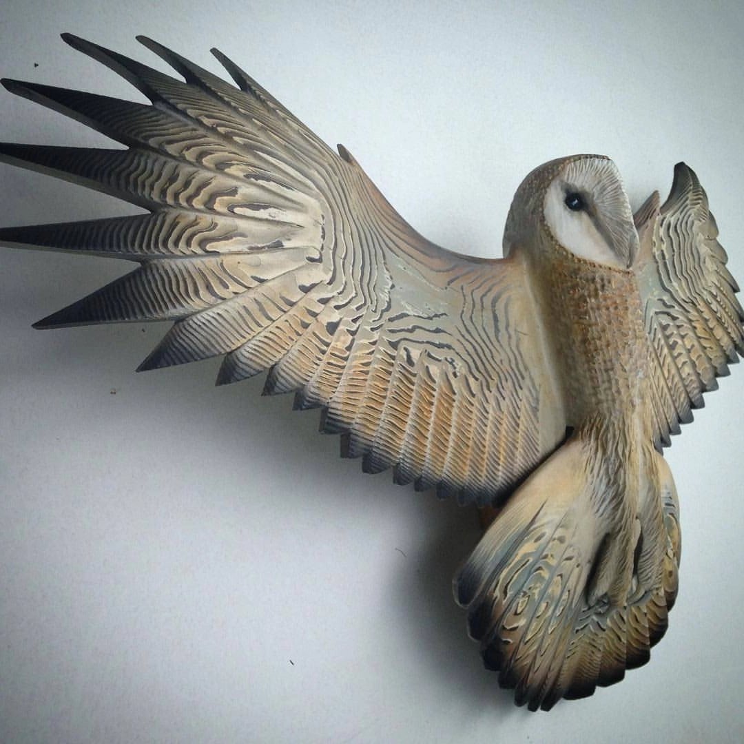 49% OFF-Barn Owl Wall Art - Hand Carved Art