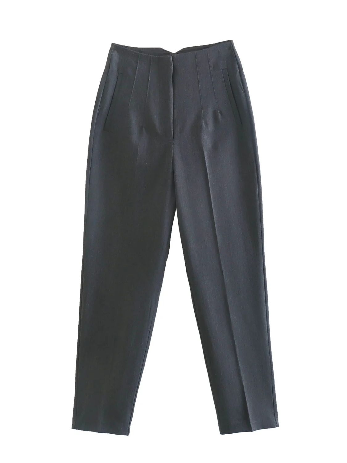 Straight Pants High Waist Zipper Fly Trousers